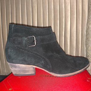 Aquatalia black suede bootie with buckle